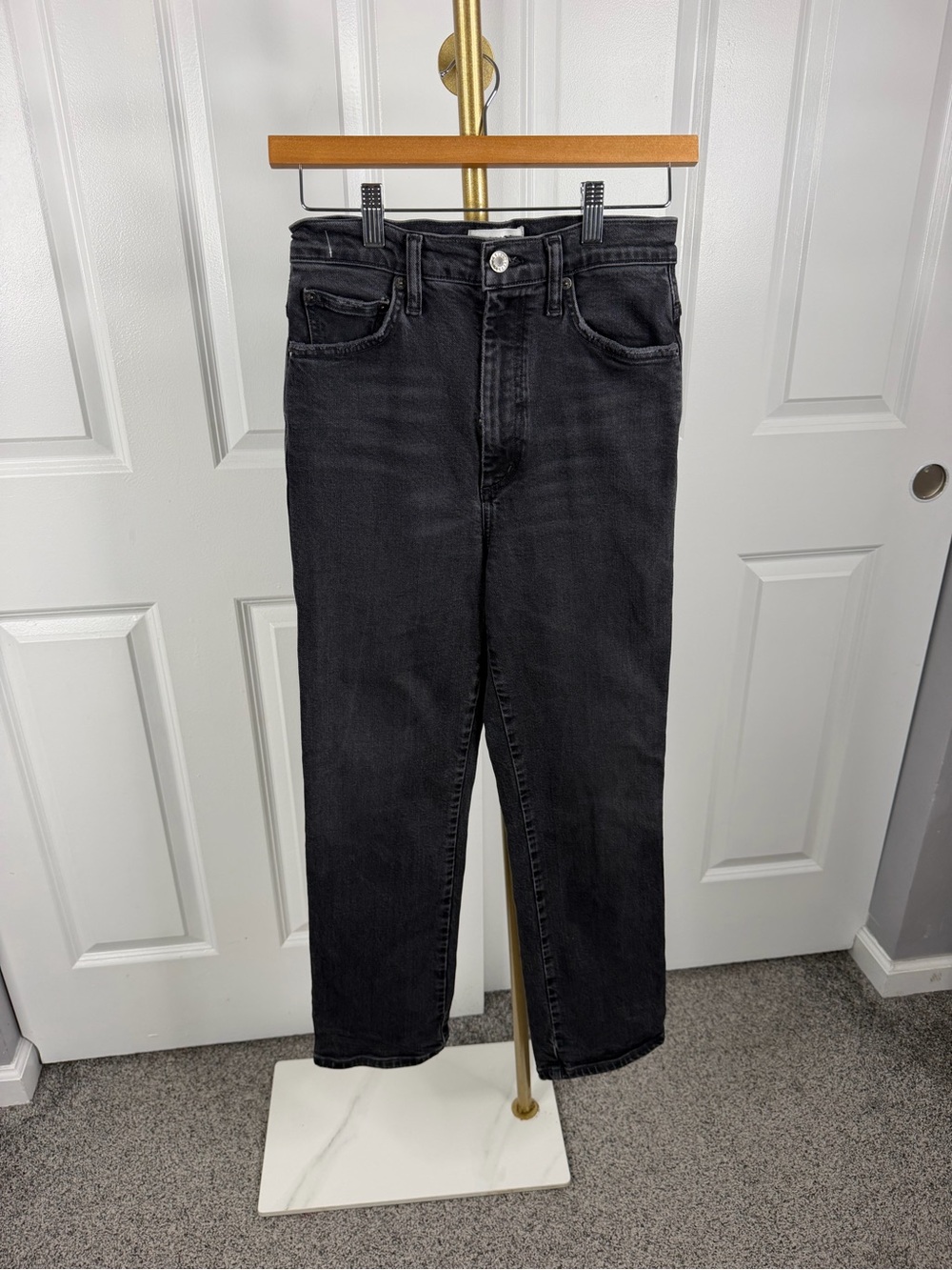 AGOLDE 90’s Pinch Waist Sz 26 High Rise Straight Leg Jeans Washed Black NWOT - Picture 2 of 11